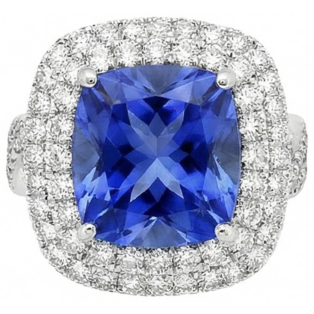 natural round sapphire 4.50ct ring front view