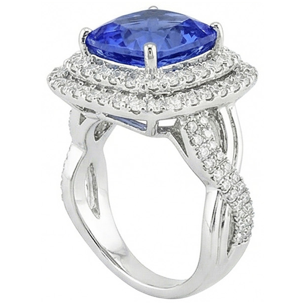 natural round sapphire 4.50ct ring profile view
