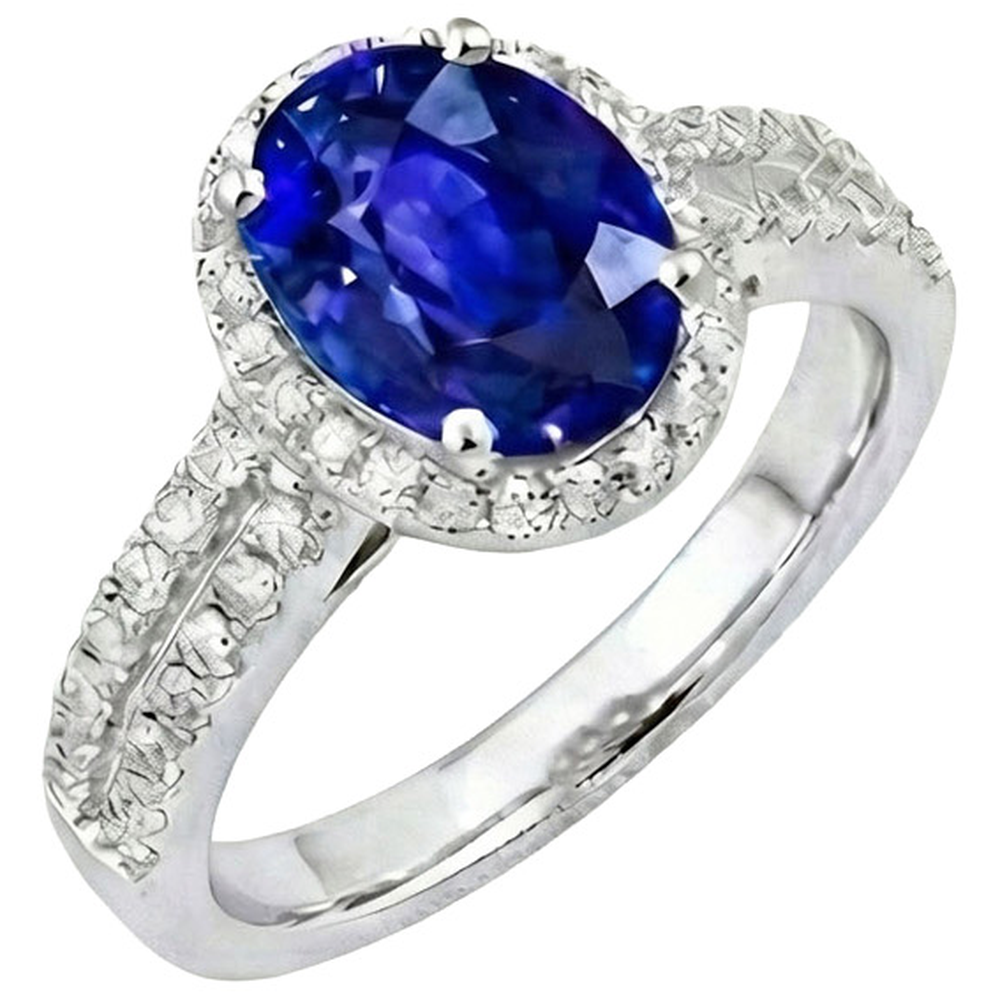 White Gold 4.81 Carat Ceylon Sapphire Natural Earth Mined DIAMOND ( NOT LAB GROWN )s Double Shank Ring