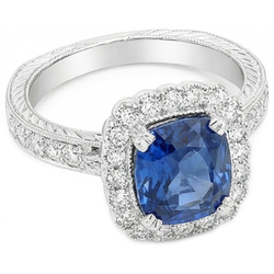 Natural Sapphire Ring 4ct - White Gold 14K