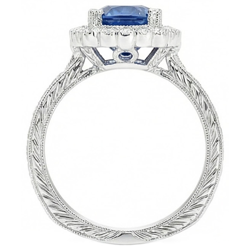 natural round sapphire 4ct ring profile view