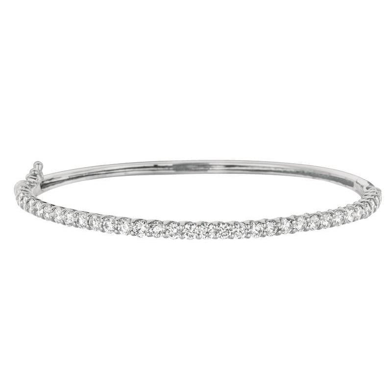 White Gold 4 Carats Round Natural Diamond Bangle Jewelry