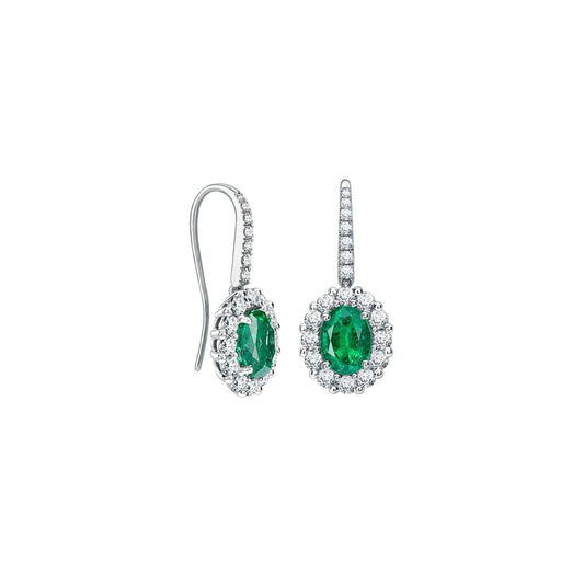natural round emerald 4.94ct earring front view