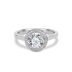 White Gold Accented Round Real Diamond Halo Ring 2.85 Carats