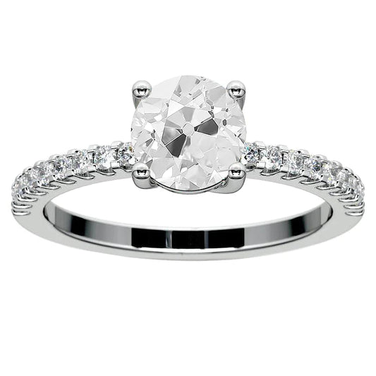White Gold Anniversary Ring Round Old Mine Cut Real Diamonds 4.25 Carats
