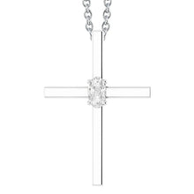 White Gold Cross Natural Diamond Pendant Slide Necklace Oval Old Miner 1 Carat