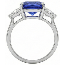 natural cushion sapphire 3ct ring profile view