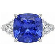 natural cushion sapphire 3ct ring side angle