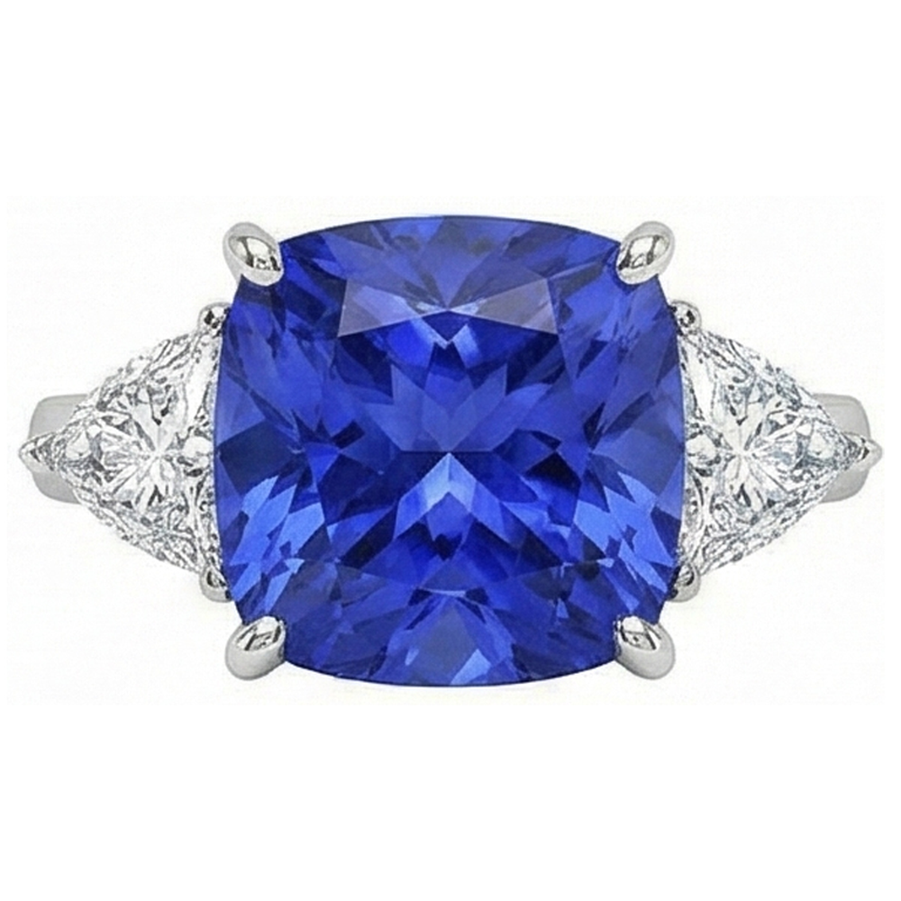 natural cushion sapphire 3ct ring side angle