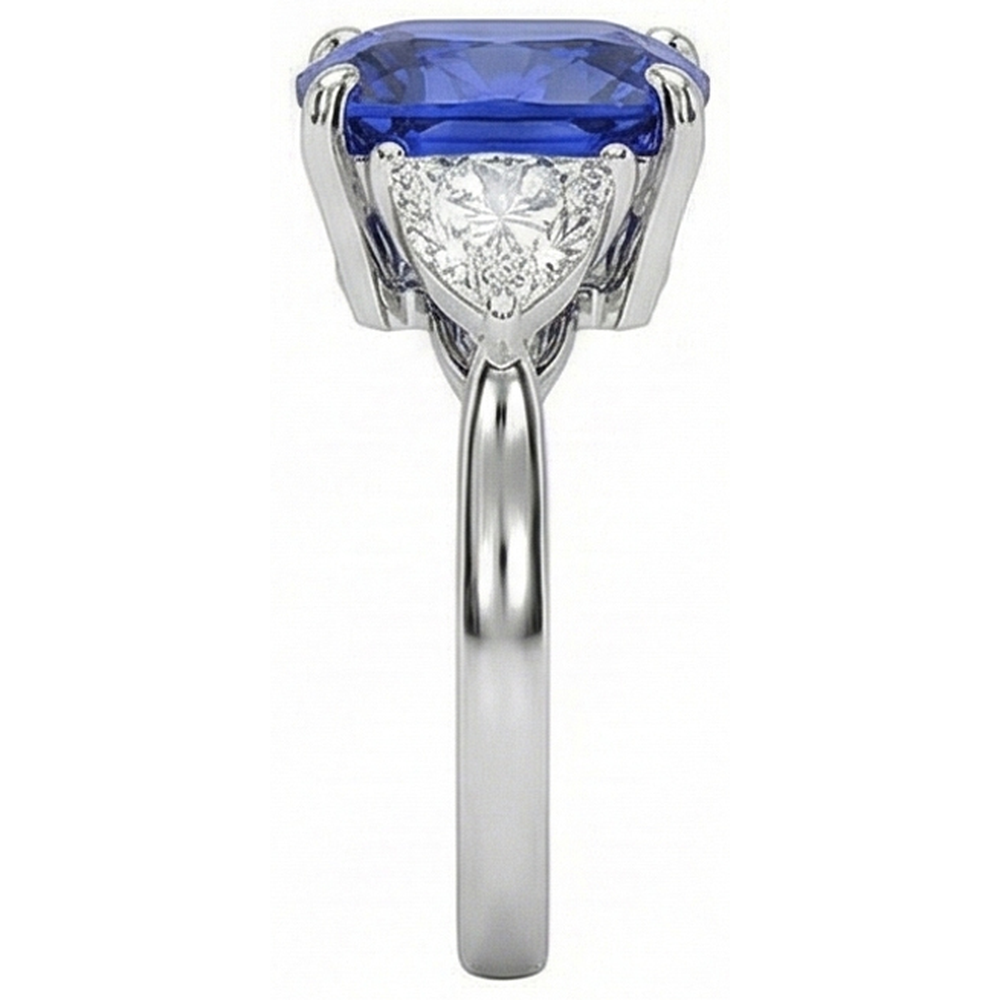 natural cushion sapphire 3ct ring top view