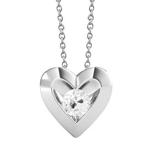 White Gold Diamond Heart Real Pendant With Chain Round Old Cut 1 Carat