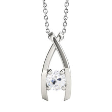 White Gold Diamond Pendant Real Prong Set Round Old Miner V Shape 1 Carat