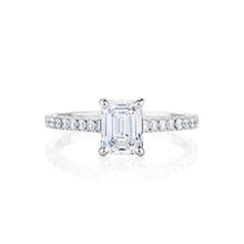White Gold Emerald And Round Cut 3.25 Ct Natural Diamonds Ring With Accents