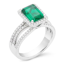 White Gold Emerald Cut Green Emerald Natural Earth Mined Diamond Wedding Ring 8.50 Carats
