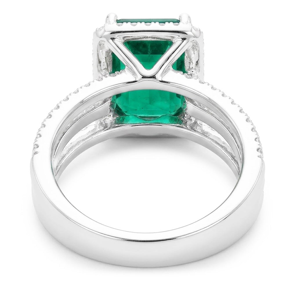 White Gold Emerald Cut Green Emerald Natural Earth Mined Diamond Wedding Ring 8.50 Carats
