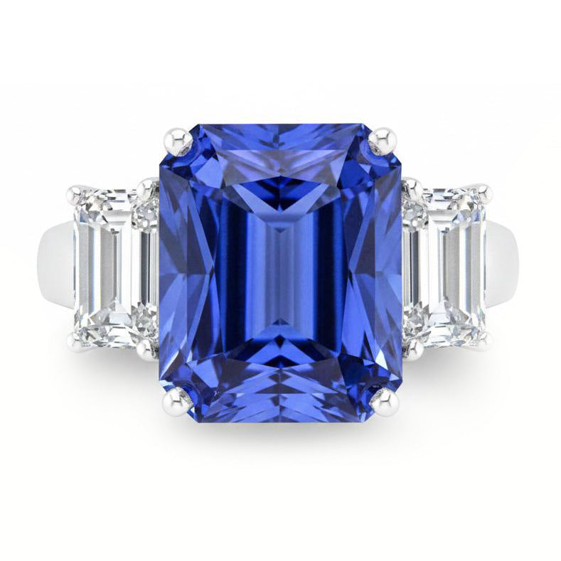 White Gold Emerald Natural Earth Mined Diamond Ring 5 Carats Sapphire Jewellery 14K