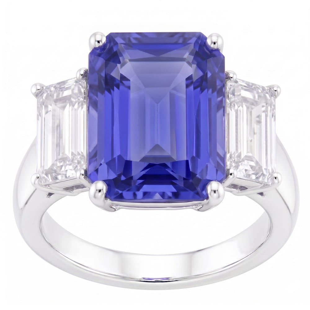 White Gold Emerald Natural Earth Mined Diamond Ring 5 Carats Sapphire Jewellery 14K
