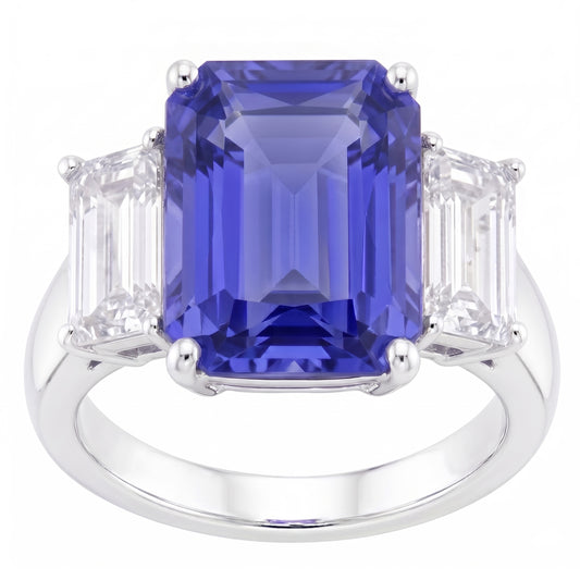White Gold Emerald Natural Earth Mined Diamond Ring 5 Carats Sapphire Jewellery 14K