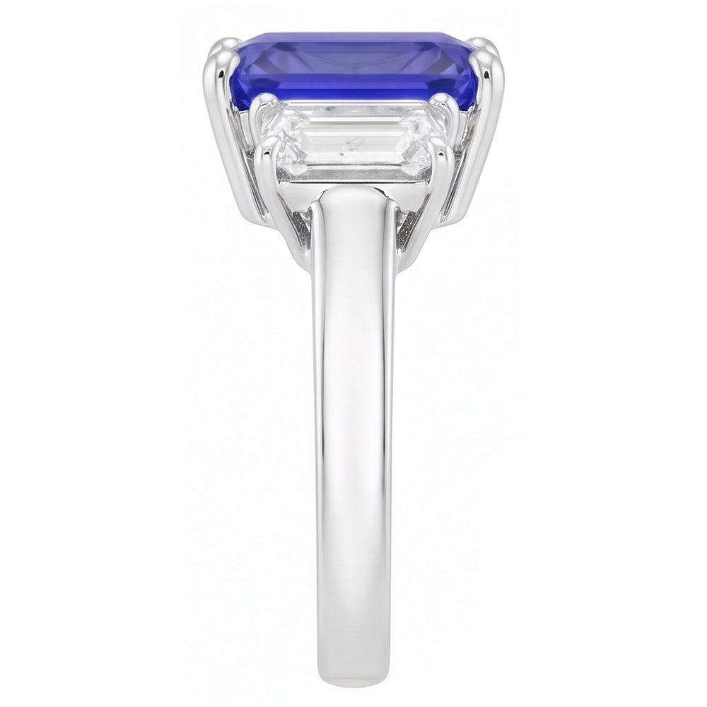 White Gold Emerald Natural Earth Mined Diamond Ring 5 Carats Sapphire Jewellery 14K