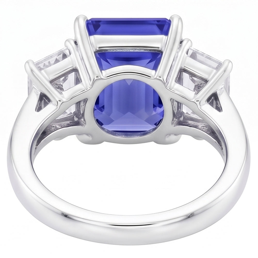 White Gold Emerald Natural Earth Mined Diamond Ring 5 Carats Sapphire Jewellery 14K