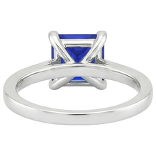 White Gold Engagement Ring Princess Blue Sapphire & Natural Earth Mined Diamond 4 Carats