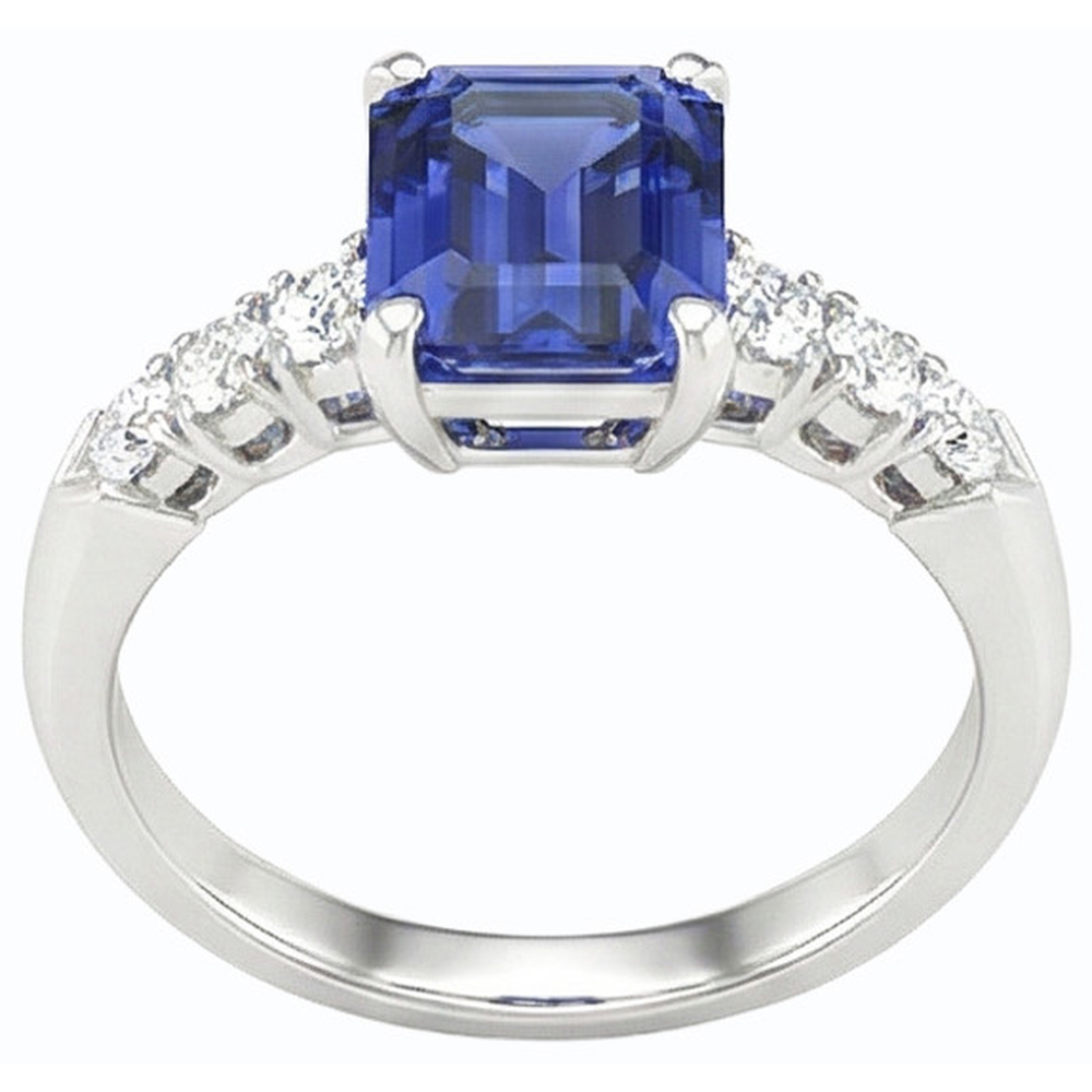natural emerald sapphire 2.50ct ring front view