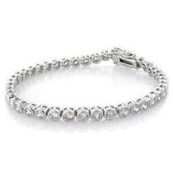 White Gold Fine Jewellery 12 Ct Round Cut Natural Earth Mined Diamond Tennis Bracelet
