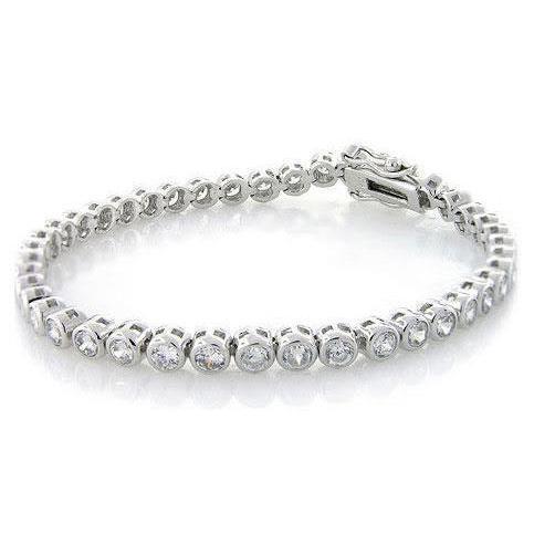 White Gold Fine Jewelry 12 Ct Natural Round Cut Diamond Tennis Bracelet