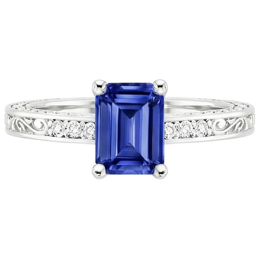 natural emerald sapphire 3.50ct ring profile view