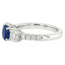 White Gold Gemstone Ring With Accents 2 Carats Natural Blue Sapphire