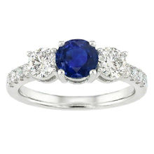 White Gold Gemstone Ring With Accents 2 Carats Natural Blue Sapphire