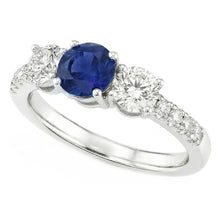 White Gold Gemstone Ring With Accents 2 Carats Natural Blue Sapphire