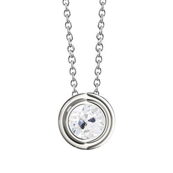 White Gold Genuine Diamond Pendant Round Old Miner Bezel Set 1.50 Carats 14K