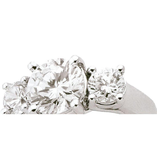 White Gold Genuine Diamond Women Three Stone Ring 2.55 Carats