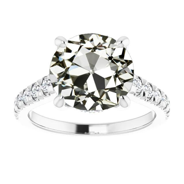 White Gold Genuine Round Old Mine Cut Diamond Anniversary Ring 10 Carats