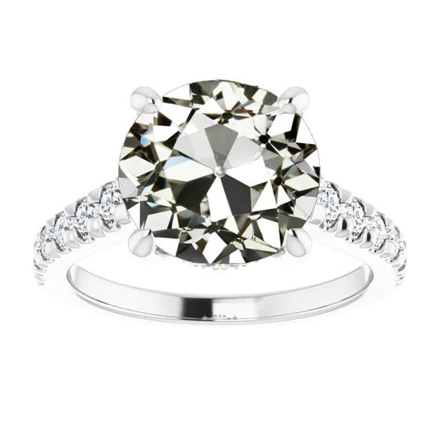 White Gold Genuine Round Old Mine Cut Diamond Anniversary Ring 10 Carats