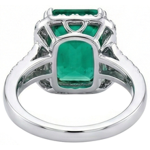 White Gold Green Emerald & Natural Earth Mined Diamond Jewellery 5.80 Carats Gemstone Ring