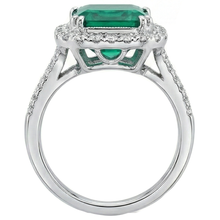 White Gold Green Emerald & Natural Earth Mined Diamond Jewellery 5.80 Carats Gemstone Ring