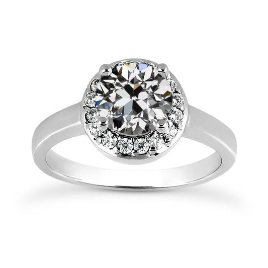 White Gold Halo Engagement Ring Round Old Miner Natural Diamond 3.25 Carats