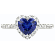 natural round sapphire 3ct ring on white background