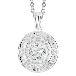 White Gold Halo Natural Diamond Pendant Cushion Old Miner With Bail 5 Carats
