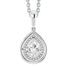 White Gold Halo Natural Diamond Pendant Round & Pear Old Mine Cut 3 Carats