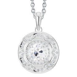 White Gold Halo Real Diamond Pendant Round Cut Old Miner 3.50 Carats