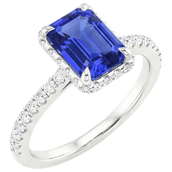 Natural Sapphire Ring 4.25ct - White Gold 14K