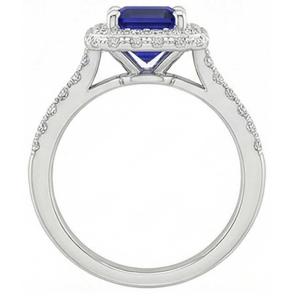 natural emerald sapphire 4.25ct ring on white background