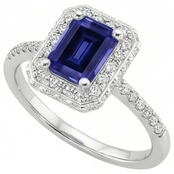 Natural Sapphire Ring 4.25ct - White Gold 14K