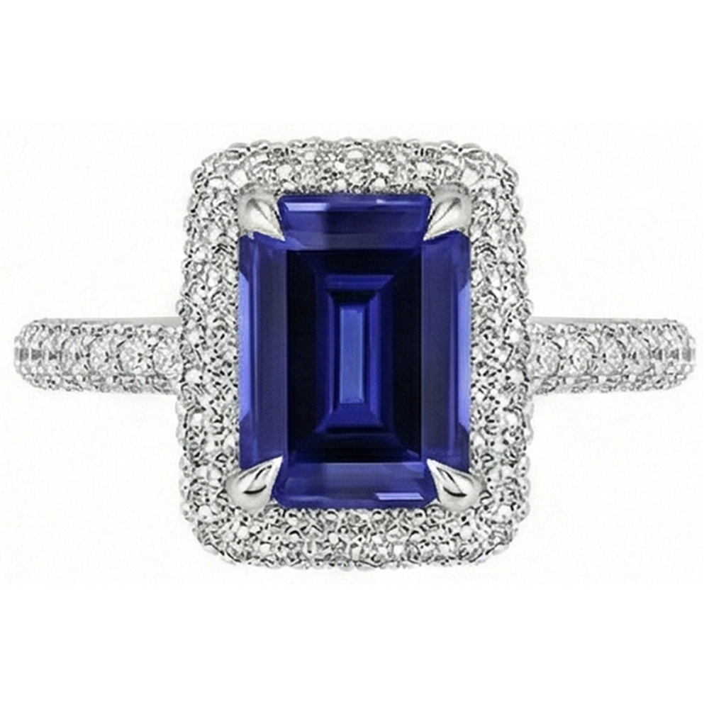 natural emerald sapphire 4.50ct ring profile view