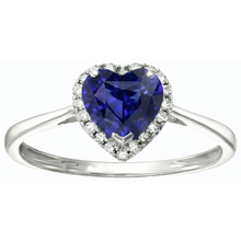 White Gold Halo Ring Heart Blue Sapphire & Natural Earth Mined Diamonds 3 Carats Jewellery