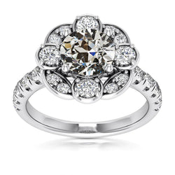 White Gold Halo Ring Round Old Mine Cut Diamond Jewelry Genuine 5 Carats