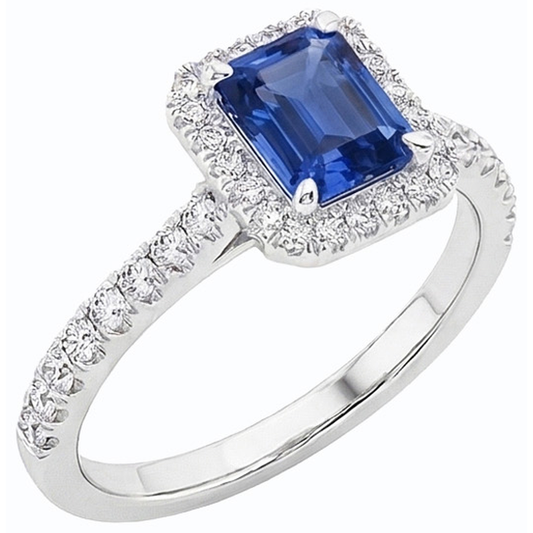 natural emerald sapphire 3.50ct ring front view
